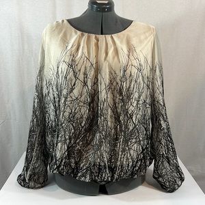 Roz & Ali Womens size 18/20 CREAM Long Sleeve Blouse w print